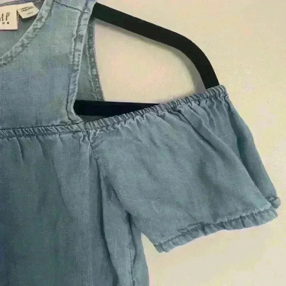 Girl's Gap Tencel Cold Shoulder Dress Light Blue size M - Picture 5 of 7